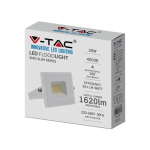 Naświetlacz LED 20W 1620lm 6500K IP65 SMD E-Series biały VT-4021